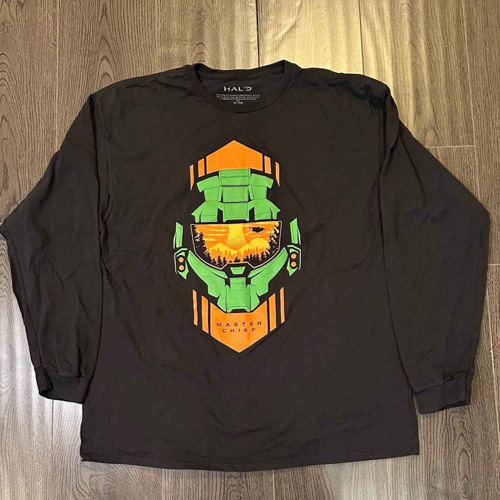 3 for $15 Halo Master Chief Long Sleeve Shirt Black Graphic Tee Men’s XL 2023